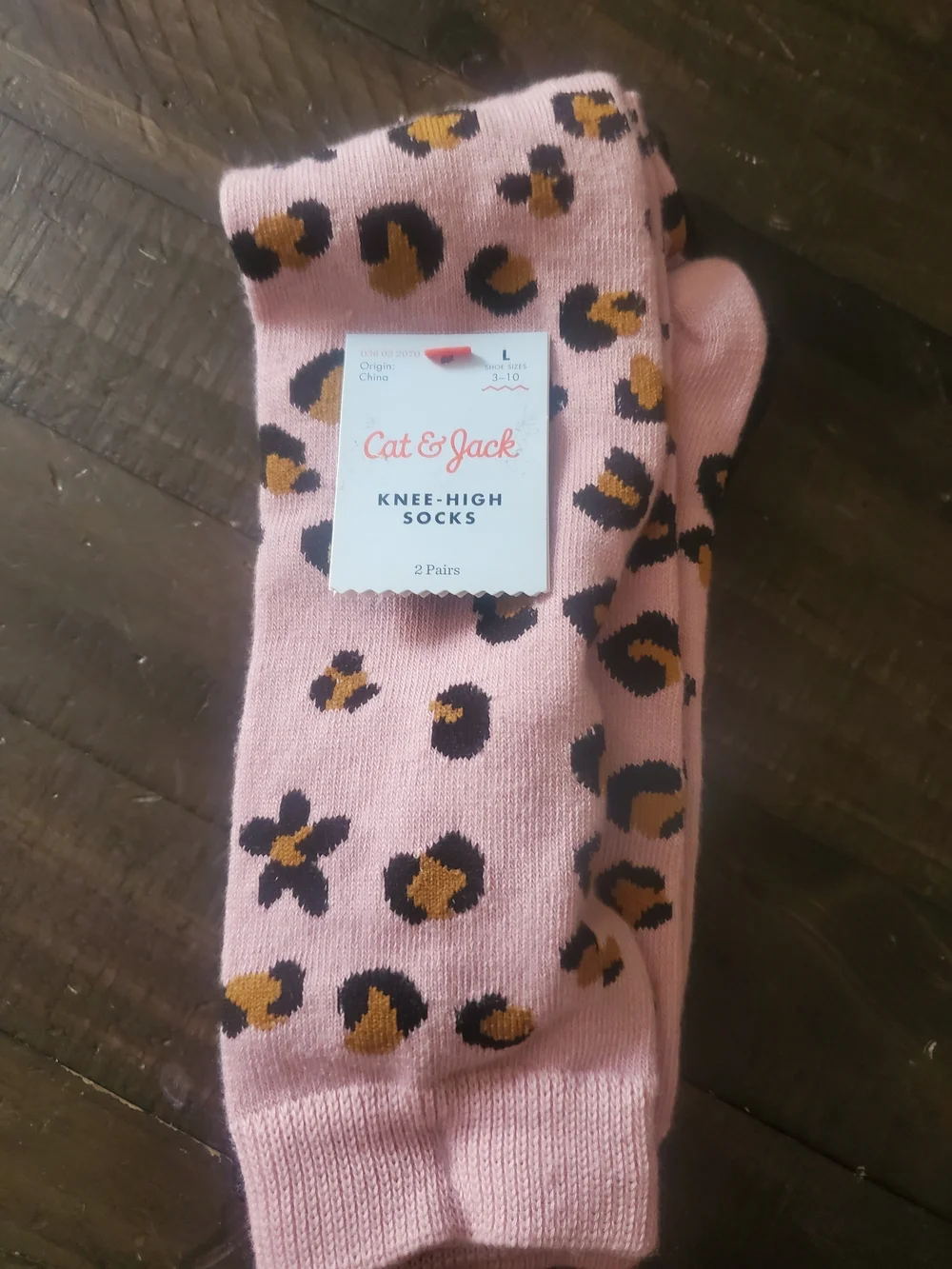 Cat & Jack Pink Leopard-Print Knee-High Socks